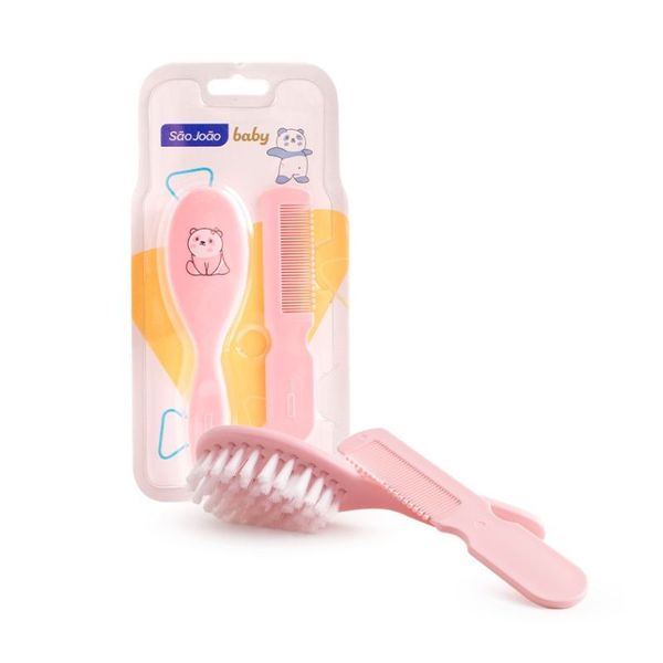 Conjunto Escova e Pente Infantil Rosa São João Baby CONJ ESC E PENTE INF ROSA 7110 SAO JOAO