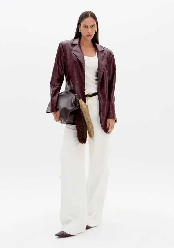 Calça Sarja Relaxed Com Bolsos Cargo Branco 32