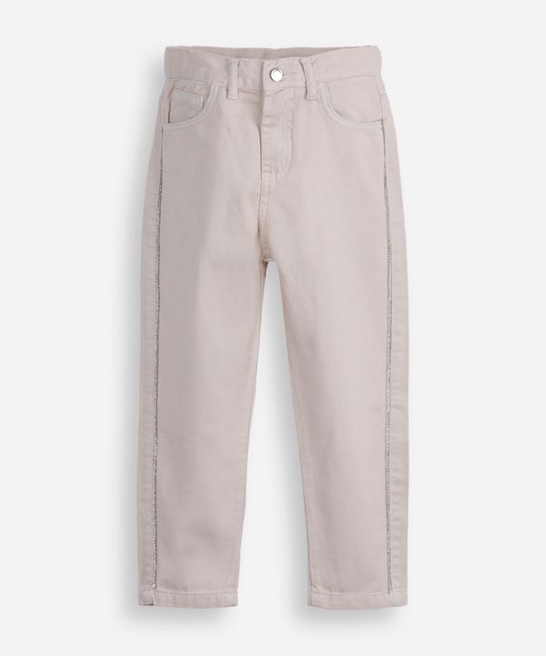 calça mom infantil de sarja com brilhos bege 6
