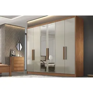 Guarda Roupa Casal 6 Portas c/Espelho 6Gavs Rizon/Linea Plus Cumaru/Fendi 25 N. Horizonte