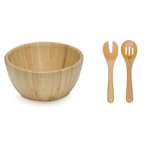 Saladeira de Bambu mod 19 cm pegadores separados - Ecologica