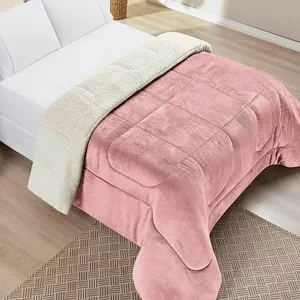 Edredom Queen Coberdrom Sherpa-mantinha Everest 1 Peça - Rosa Secreto