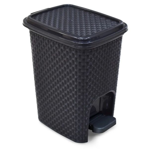 Lixeira Rattan Com Pedal 7 Litros Preta Arqplast