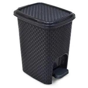 Lixeira Rattan Com Pedal 7 Litros Preta Arqplast