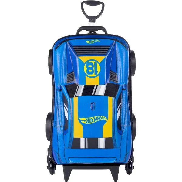 Mochila Com Rodinha Hotwheels D-Muscle Azul