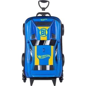 Mochila Com Rodinha Hotwheels D-Muscle Azul