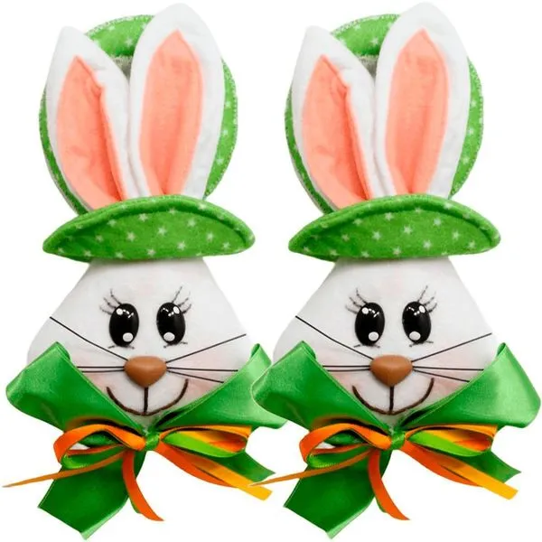 Kit 6 Pendente Páscoa Coelho Verde Para Porta Enfeite 23cm