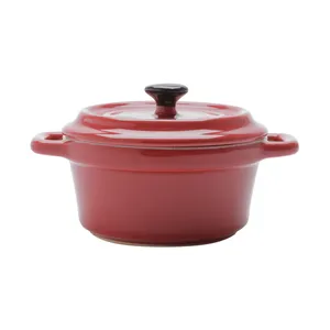 Mini Caçarola Black Lid da Bon Gourmet, Porcelana, Vermelha - 35533