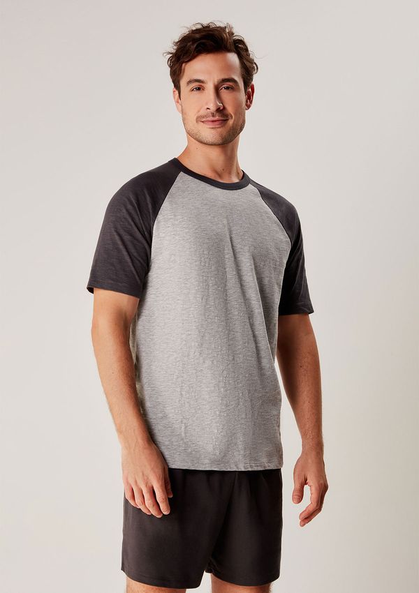 Pijama Curto Masculino Raglan - Cinza XG