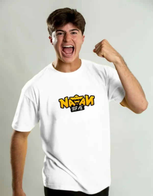 Camiseta Algodão Branca Manga Curta Natan Por Aí Logo G / Branco