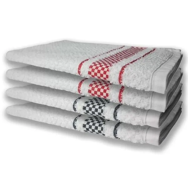4 Panos De Prato Atoalhado Felpudo Preto+vermelho
