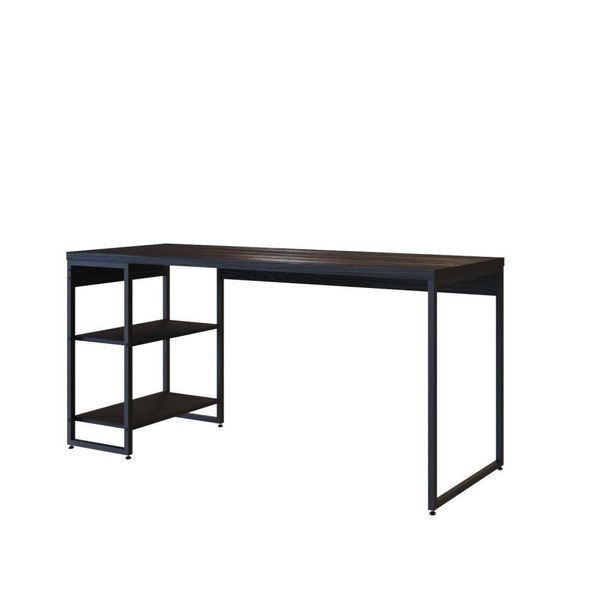 Mesa C/estante Baixa 150x64x75cm C/02 Prateleiras Preto ônix / Est.preta Preto ônix / Est.preta