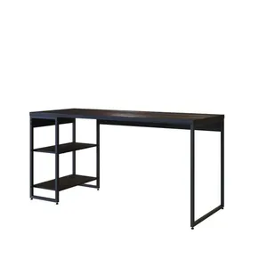 Mesa C/estante Baixa 150x64x75cm C/02 Prateleiras Preto ônix / Est.preta Preto ônix / Est.preta
