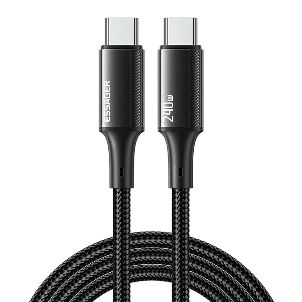 Cabo Essager USB-C para USB-C 1.0M Nylon 240W EXCTT3-JJ01-P Preto