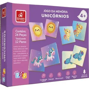 Jogo de Memória em Madeira Unicórnios 24 Peças Educativo Brincadeira de Criança Jogo de Memória em Madeira Unicórnios 24 Peças Brincadeira de Criança