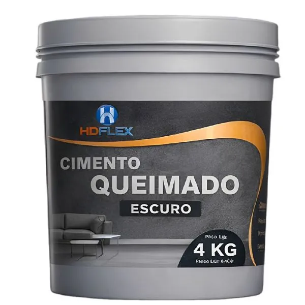 Cimento Queimado Cinza Escuro 4kg Massa Acrílica Uso Interno e Externo Alta Aderência HD Flex Cimento Queimado Cinza Escuro 4kg Massa Acrílica Alta Aderência HD Flex