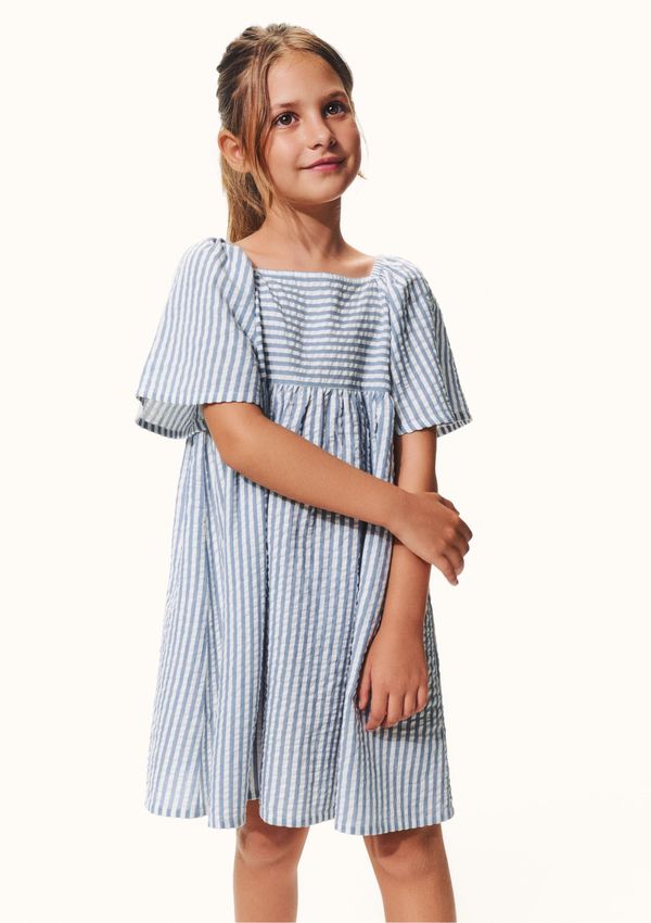 Vestido Infantil Menina Fio Tinto - Azul 005