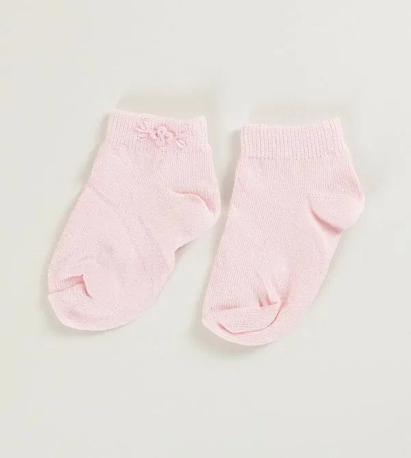 Meia com Bordado Florzinha Rosa - Tam. 18 a 25 Rosa - 22 a 25