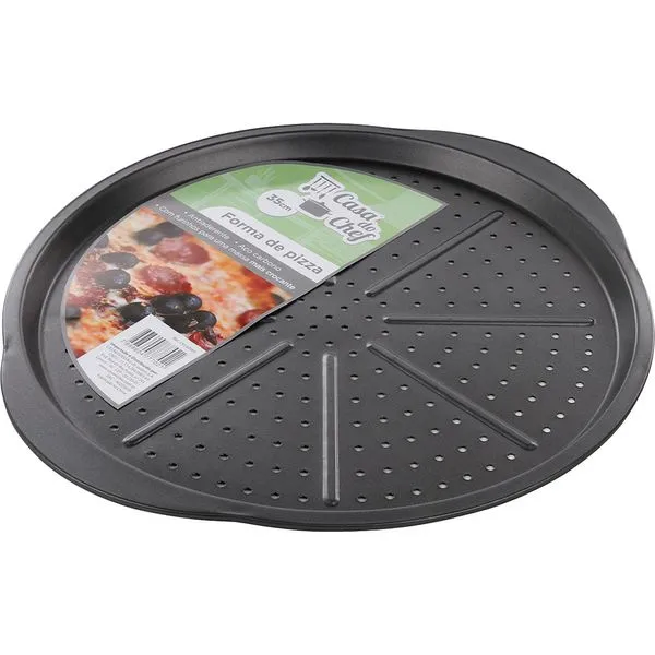 Forma para Pizza 35cm Antiaderente com Furos Cazza