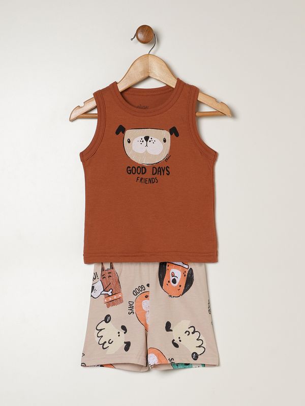 Conjunto Curto Infantil Para Bebê - MARROM G