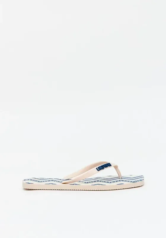 Chinelo Com Estampa Frente Quadrada Bege 35