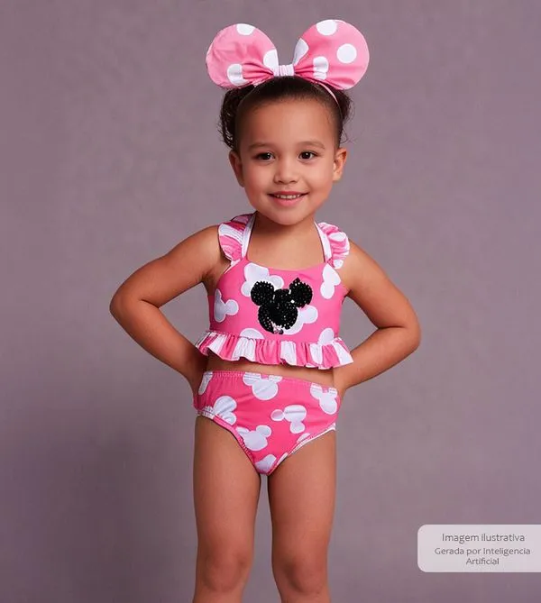 Biquíni Minnie Rosa - 2600 De 2 a 3 anos Rosa - 2