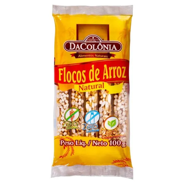 Flocos de Arroz Da Colônia 100g FLOCOS DE ARROZ CARAMELIZADO DA COLONIA