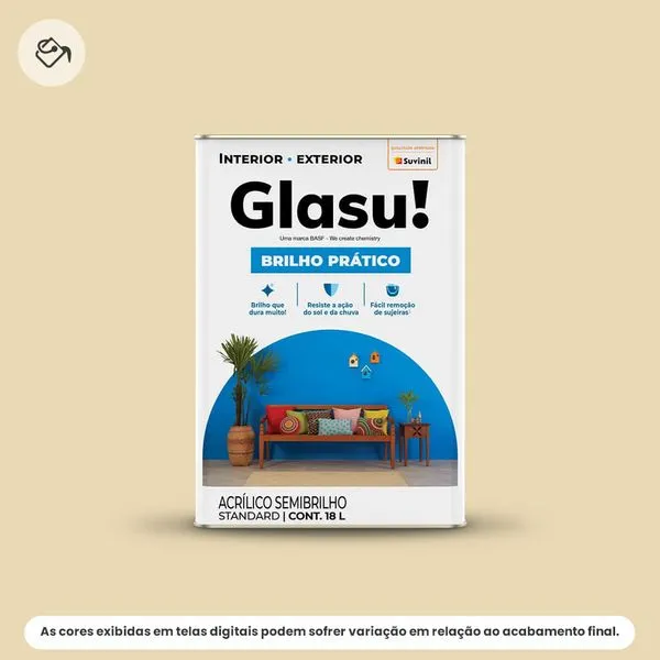 Tinta Acrílica Standard Semibrilho Glasu Suvinil 18L Brilho Prático Marfim (MP)
