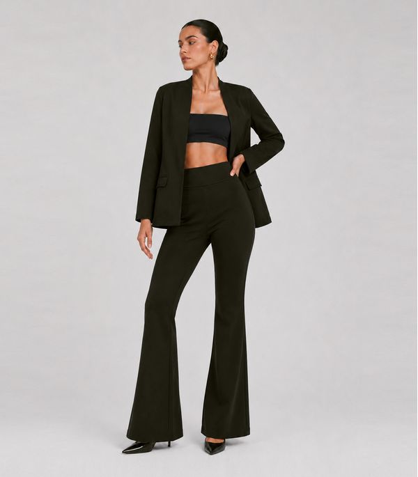 Conjunto Feminino Blazer E Calça Flare Atendencia Verde G