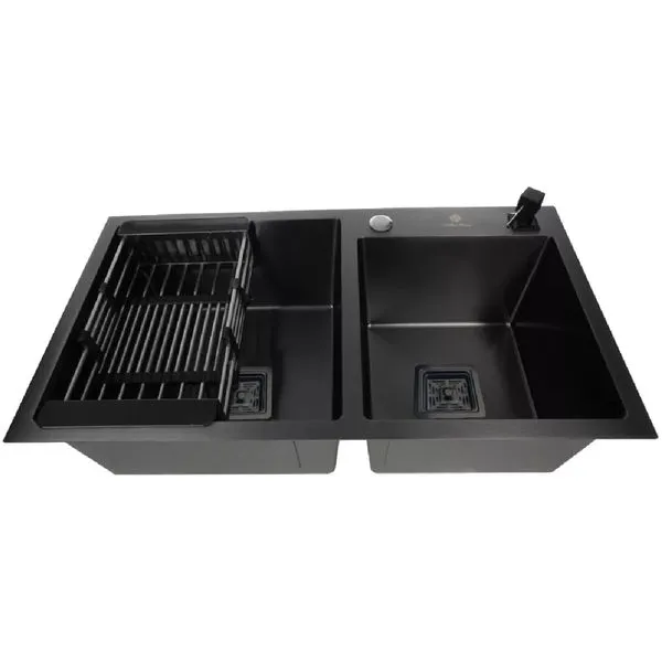 Cuba Gourmet Quadrada Dupla Preto 78X43cm Inox 304 com Acessórios - CUB-009 - STILLUS HOME
