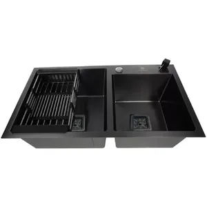 Cuba Gourmet Quadrada Dupla Preto 78X43cm Inox 304 com Acessórios - CUB-009 - STILLUS HOME