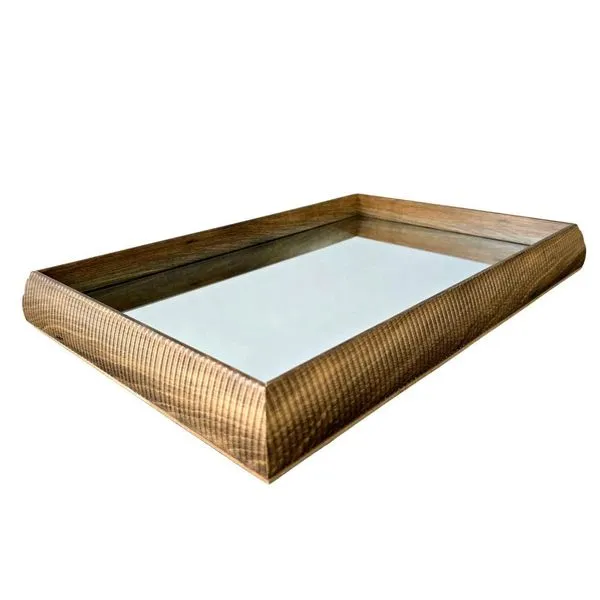 Bandeja Decorativa 23429 em MDF com Borda Chanfrada Fundo Espelhado Marrom Entrecasa Bandeja Decorativa 23429 em MDF Fundo Espelhado Marrom Entrecasa