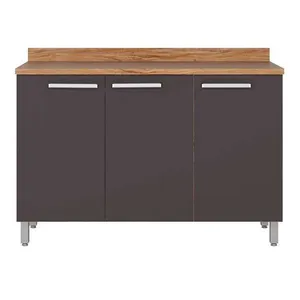 Balcão Triplo Bartira Topázio UP com 3 Portas e 1 Prateleira - 120,1cm de largura Damasco/Grafite