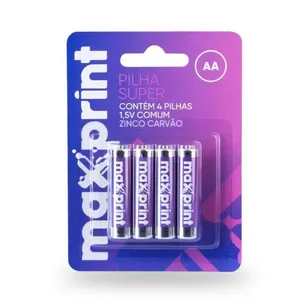 Pilha Zinco Normal AA Super Blister Com 4 Unidades 75000041 - Maxprint
