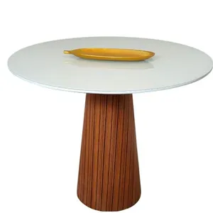 Mesa De Jantar 80 Cm Base Madeira Tampo Laca + Vidro Branco