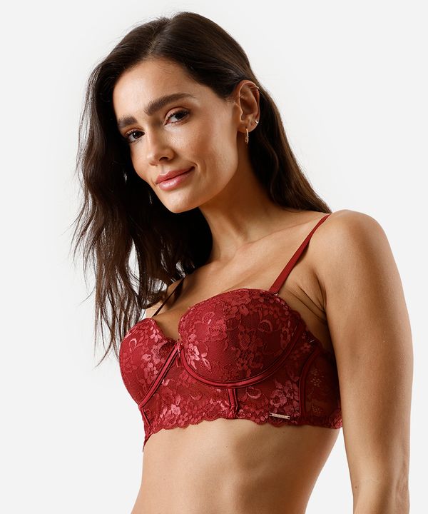 sutiã cropped meia taça renda vermelho 40