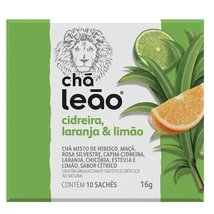 Chá Leão Cidreira, Laranja e Limão 16g Contém 10 Sachês