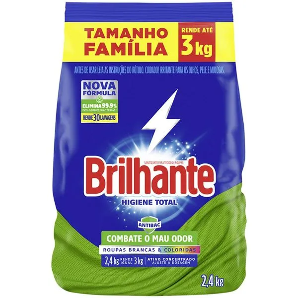 Sabão Em Pó Brilhante Higiene Total 2,4kg