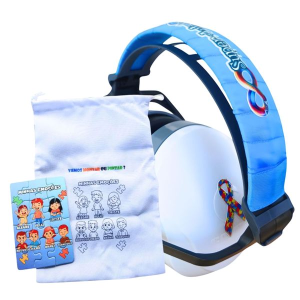 Abafador de Ruidos para Autistas 26 DB Branco Minhas Emoções + Quebra-cabeça Emoções