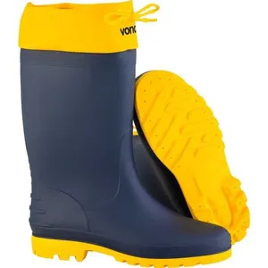 Bota de PVC azul com polaina amarela cano médio com forro - VONDER Bota de PVC azul com polaina amarela cano médio com forro 35/36 - VONDER