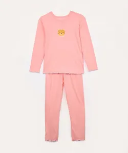 pijama infantil longo onça rosa 2