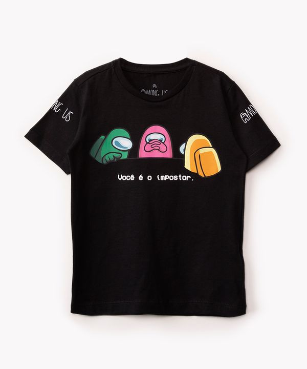 camiseta de algodão infantil among us manga curta preta 10