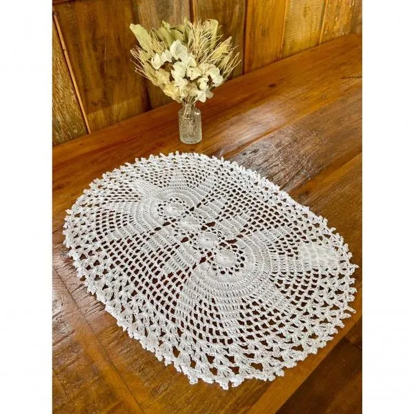 Bandeja Oval 50x37CM Polipropileno Artesanal para Mesa Branco