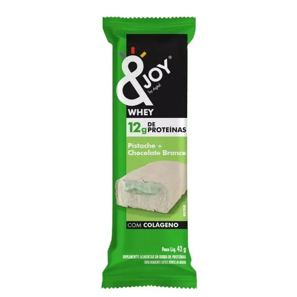 Barra de Proteína &Joy Whey Pistache + Chocolate Branco 42g