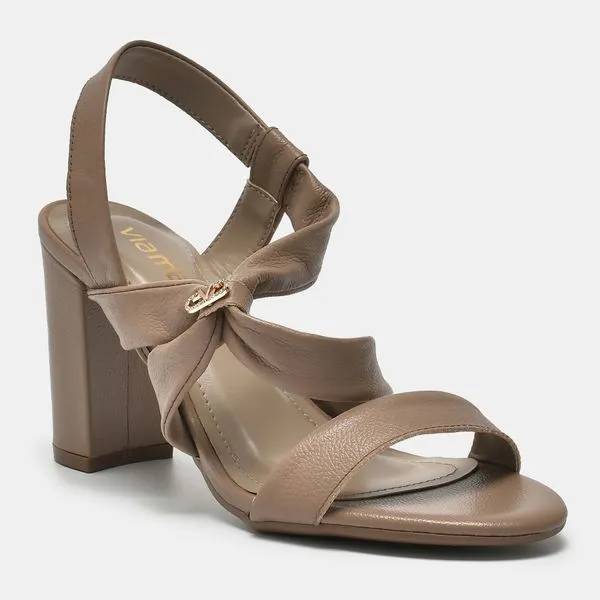 Sandália Couro De Salto Alto Taupe 318-005-01 39