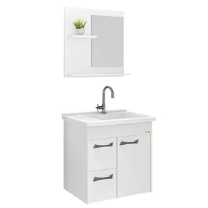 Kit Banheiro Genova Suspens 2 Gavetas + Espelho + Pia 55,4cm Branco - 528602 - A.J.RORATO