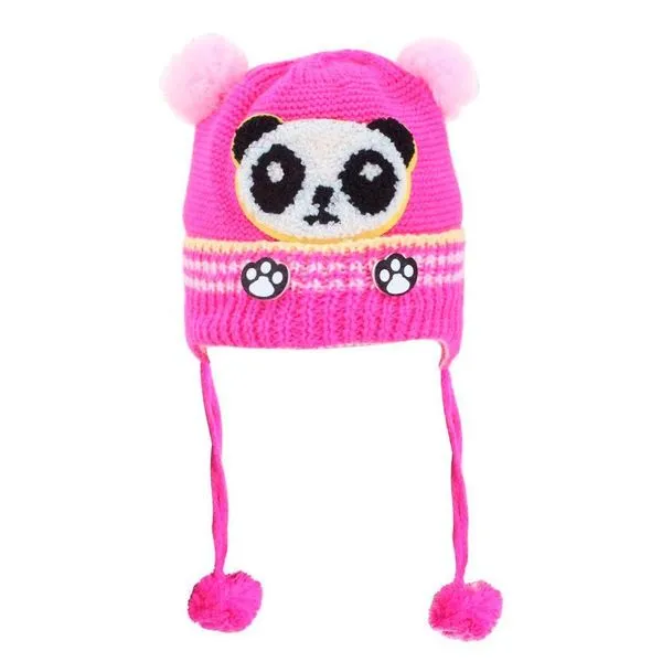 Touca Gorro Infantil Rosa Forte Panda Tamanho único