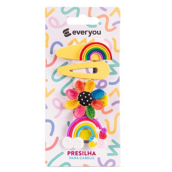 Prendedores de Cabelo Infantil Ever You Amarelo 4 Unidades