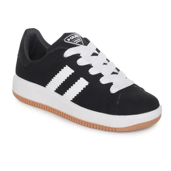 Tênis Feminino Casual Listras Quiz Preto e Branco - 36