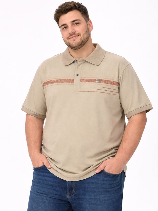 Polo Manga Curta Plus Size Masculina BEGE GG1